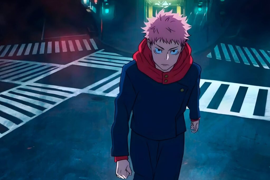 Jujutsu Kaisen Jogo do Abate - Yuji Itadori andando por Shibuya
