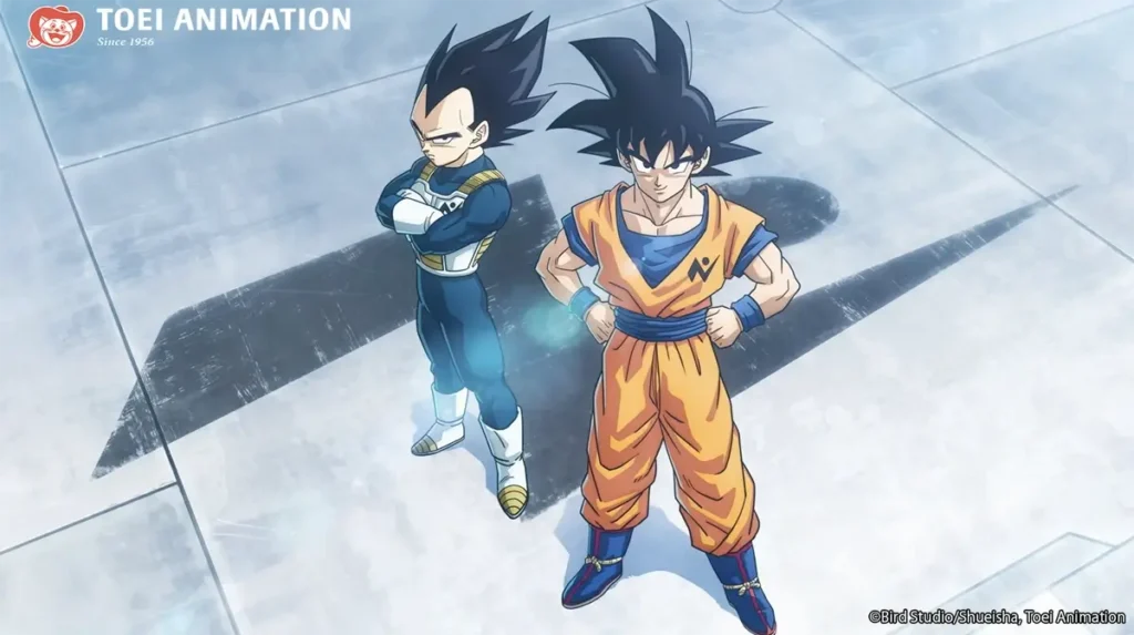 Goku e Vegete com uniformes da Patrulha Galáctica
